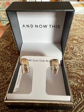 And Now This Greek Crystal Earrings Hinged Open NWT